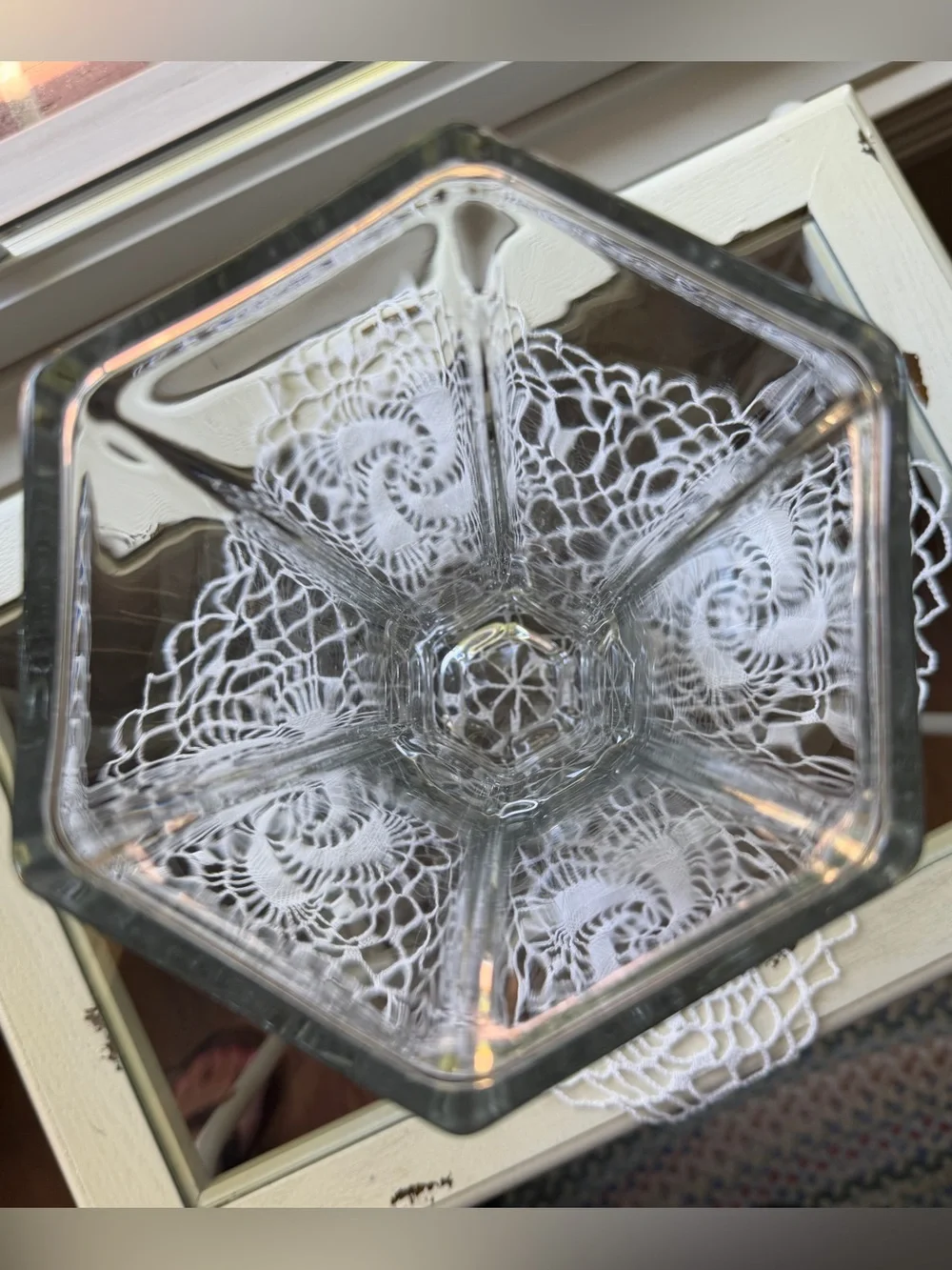 Heavy Crystal Vase, Geometric Hexagon Design, Glass Decorative Vase. G22
